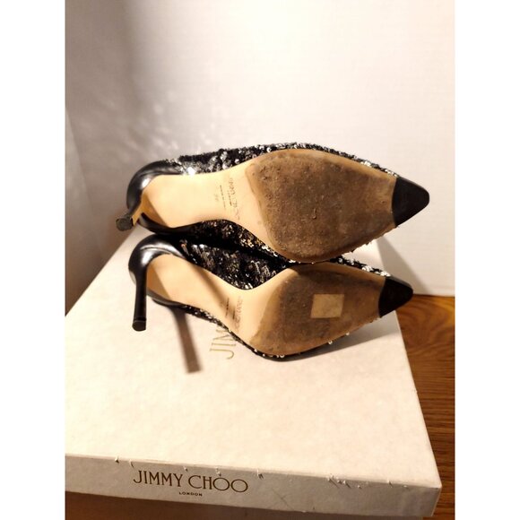 EUC!! Jimmy Choo  Ricky Silver and Black Sequins Ankle Boots Italy Sz 38 - Picture 11 of 12